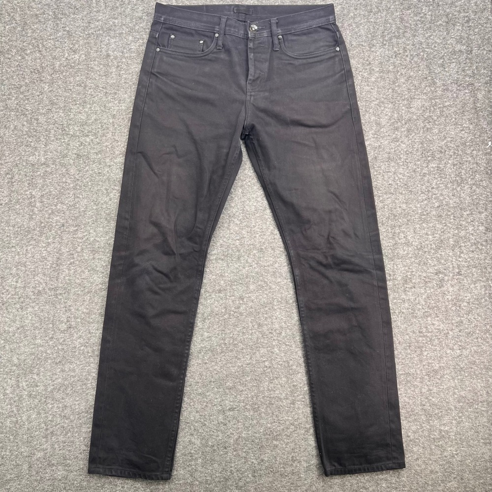 Mens‎ Black Slim Straight Leg Jeans Button Fly Size 32 Denim  Work